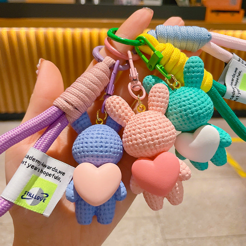 Wholesale Cartoon Resin Peach Heart Rabbit Keychains